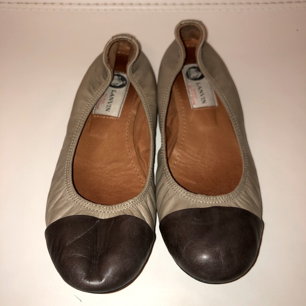 Lanvin gray cap toe leather flats size 36.5 MK